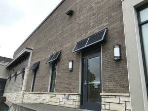 Metal Bahama shutter awnings commercial use in Minneapolis St. Paul