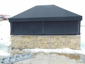 Custom canopy cover with roll up sides by Acme Awning