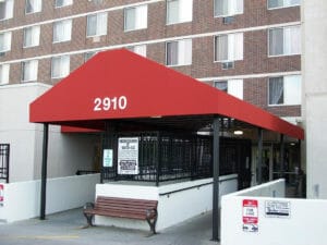 Large canopy with custom support system in Minneapolis