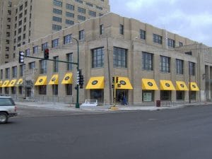 Awnings make this Minneapolis building stand out