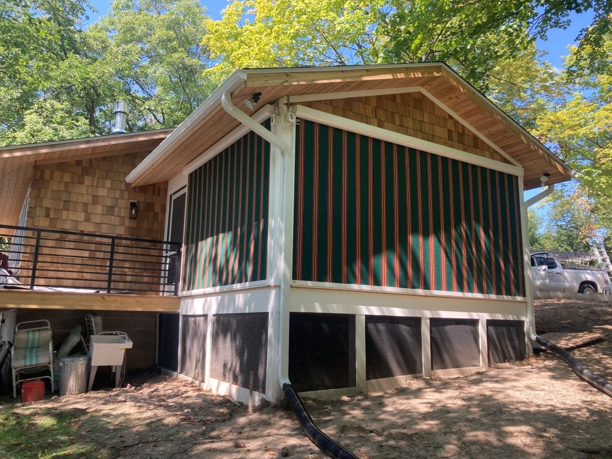 Motorized Canvas Screens for Lake House